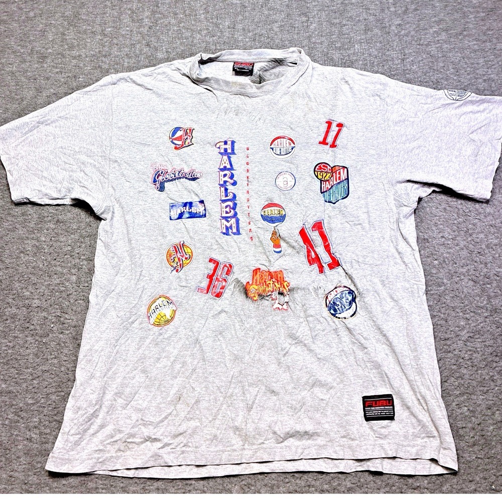 Vintage Y2k  Fubu Harlem Globetrotters Graphic Shirt Men XL Thrashed Grunge